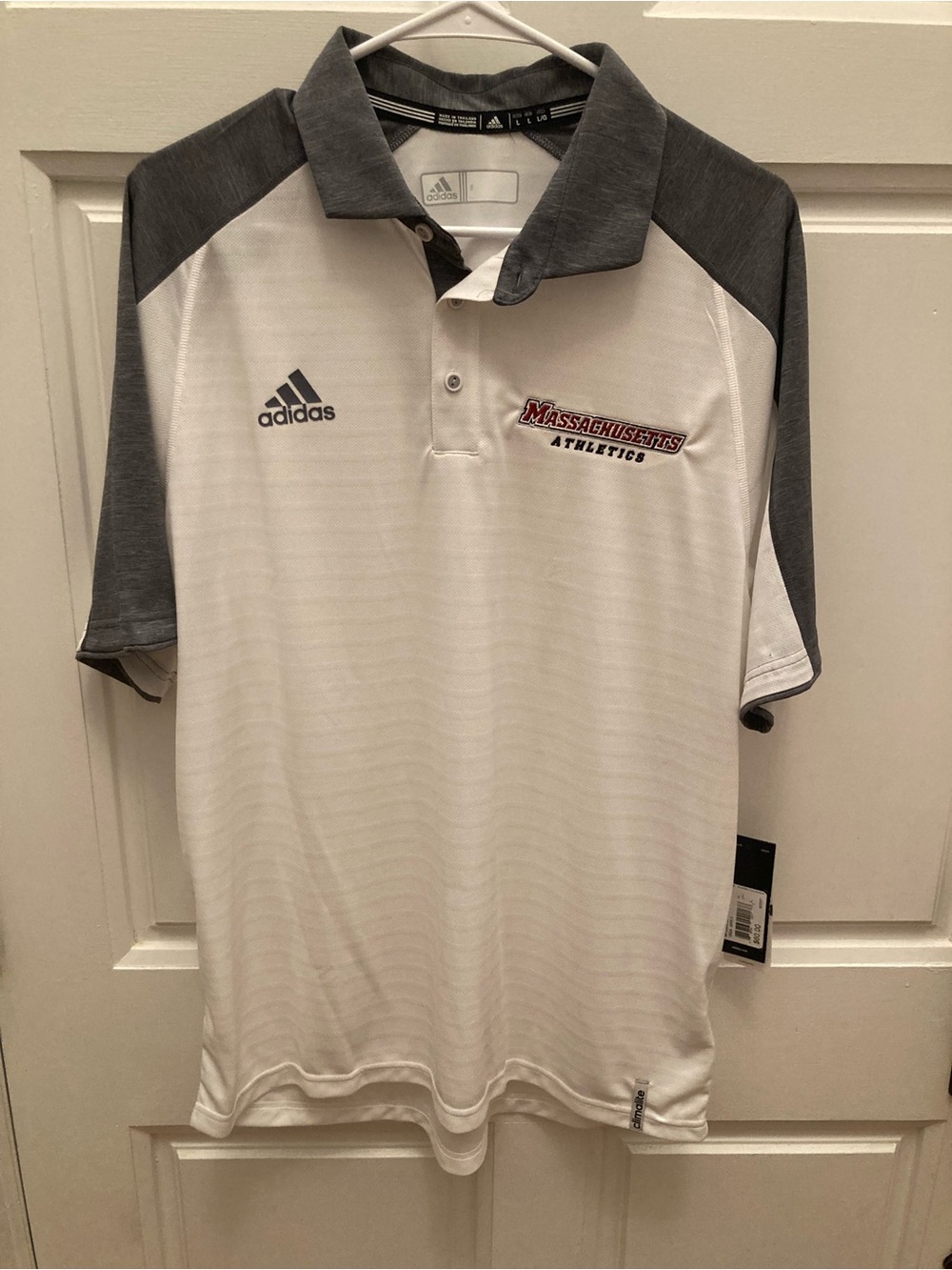 adidas White and Gray Men’s Massachusetts Athletics Polo